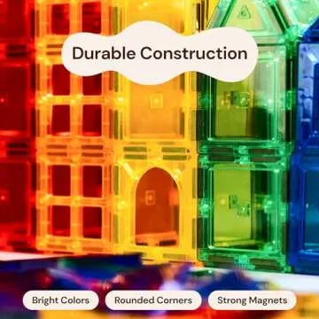 PLAYVIBE Magnetic Tiles 60 Pcs - 3D Magnet Tiles Building Blocks for STEM Learning, Montessori Toys Boy and Girl Toys, Magnetic Blocks - Learning Toddler Toys, Playing Magtiles for Classroom, Home