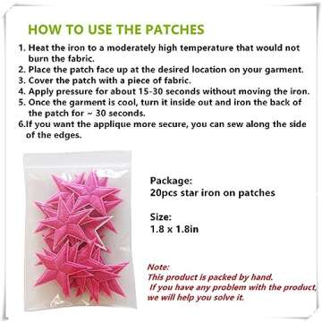 Zlettery 20pcs Rose Pink Star Iron on Patches, Star Patches Embroidered Applique for Clothing, Jackets, Hats,Backpacks, Jeans (1.8 inches)