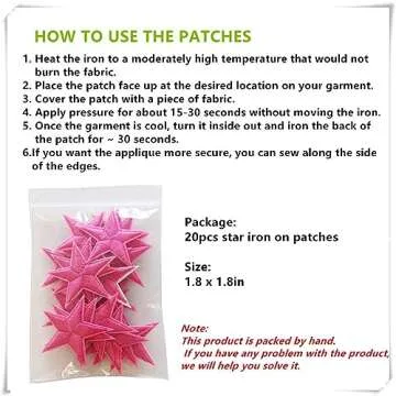 Zlettery 20pcs Rose Pink Star Iron on Patches, Star Patches Embroidered Applique for Clothing, Jackets, Hats,Backpacks, Jeans (1.8 inches)