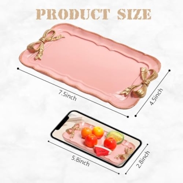 Elegant Pink Decorative Jewelry Tray with Bow Design