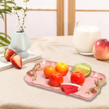 Elegant Pink Decorative Jewelry Tray with Bow Design