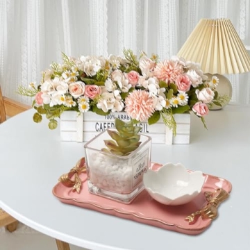 Elegant Pink Decorative Jewelry Tray with Bow Design