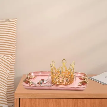 Elegant Pink Decorative Jewelry Tray with Bow Design