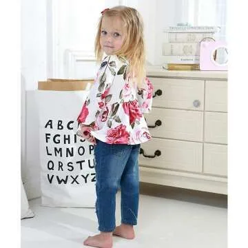Cute Caretoo Baby Girl Floral Long Sleeve Outfit
