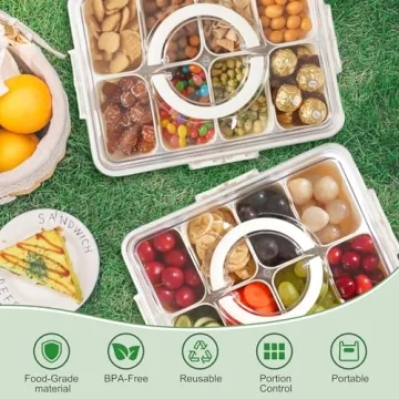 2 Pack Divided Serving Tray for Snacks and Meal Prep