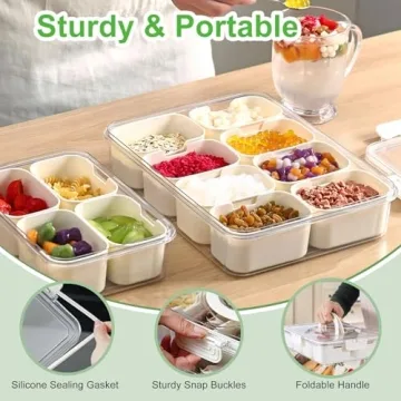 2 Pack Divided Serving Tray for Snacks and Meal Prep
