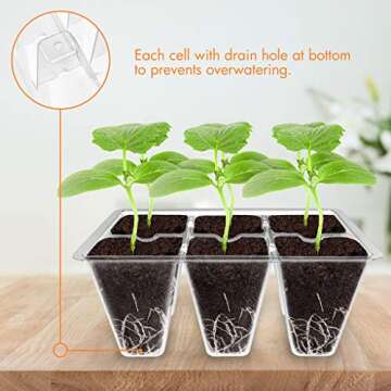 Gardzen 10 Pack Seed Starting Tray, Plant Germination Trays, Seed Starter Kit with Adjustable Humidity Vented Dome, Plant Growing Kit 6.6" x 4.5", Total 120-Cell, Clear