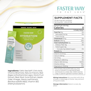 FASTer Way Hydration Electrolyte Drink Mix 30 Counts