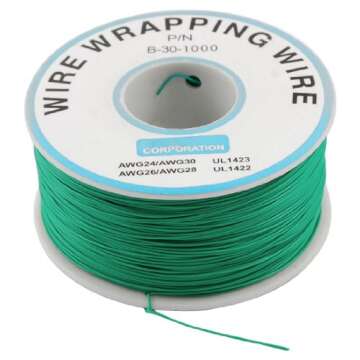 PCB Solder Green Flexible 0.25mm Dia Copper Wire 30AWG Wrapping Wrap 1000Ft