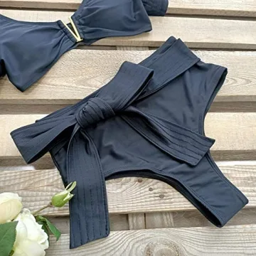 Stylish SPORLIKE Ruffle High Waist Bikini Swimsuit