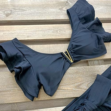 Stylish SPORLIKE Ruffle High Waist Bikini Swimsuit