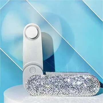 LuckyMao Rhinestone Handheld Fan - USB Rechargeable & Portable
