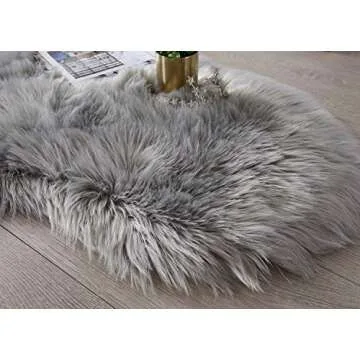 SERISSA Soft Fluffy Rug Grey Faux Sheepskin Fur Rug Shaggy Couch Cover for Bedroom Living Room Runner, 2x6 Feet