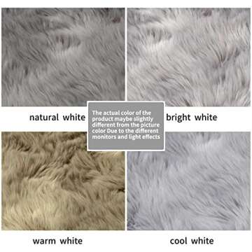 SERISSA Soft Fluffy Rug Grey Faux Sheepskin Fur Rug Shaggy Couch Cover for Bedroom Living Room Runner, 2x6 Feet