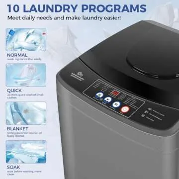 Nictemaw Portable Washing Machine, 20Lbs Capacity Full-Automatic Portable Washer Machine, 2.8Cu.ft Washer and Dryer Combo with with Drain Pump, 10 Programs 8 Water Levels for Apartment, Dorms, RV