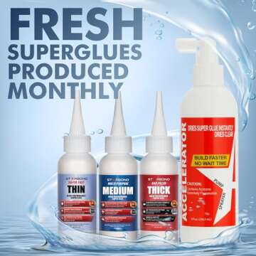 Starbond 2 oz Thin Medium Thick CA Glue with 8 oz Activator Bundle Premium Cyanoacrylate Super Glue,...