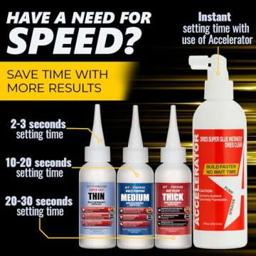 Starbond 2 oz Thin Medium Thick CA Glue with 8 oz Activator Bundle Premium Cyanoacrylate Super Glue, for Quick Glue-Ups, Woodworking, Woodturning, Hobby Models, 3D Printing