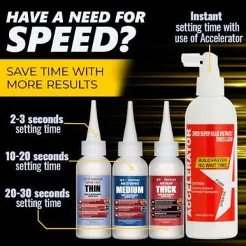 Starbond 2 oz Thin Medium Thick CA Glue with 8 oz Activator Bundle Premium Cyanoacrylate Super Glue, for Quick Glue-Ups, Woodworking, Woodturning, Hobby Models, 3D Printing