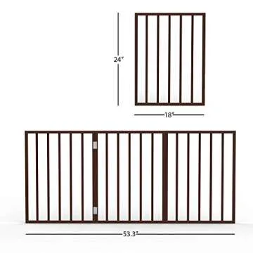 3-Panel Indoor Foldable Dog Fence for Stairs, Hallways, or Doorways - 54x24-Inch Wood Freestanding D...