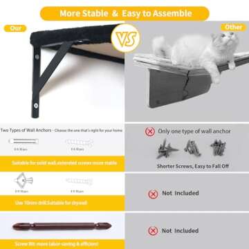 Modern Wall-Mounted Cat Furniture - 5pcs Cat Wall Shelves, Stable Wooden Cat Climber with Cat House, Bridge, Tree, Steps, and Scratcher - Black