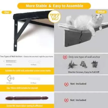 Modern Wall-Mounted Cat Furniture - 5pcs Cat Wall Shelves, Stable Wooden Cat Climber with Cat House, Bridge, Tree, Steps, and Scratcher - Black