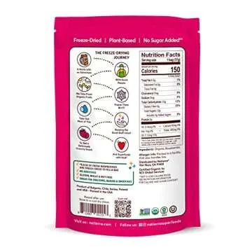 NATIERRA Nature's All Foods Organic Freeze-Dried Raspberries | Non-GMO & Vegan | 1.3 Ounce