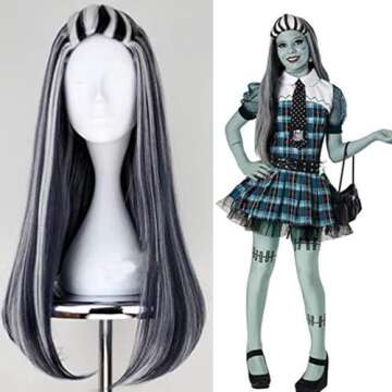 ZNTU High School Frankie Stein Wig - Cosplay Black & White