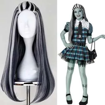 ZNTU High School Frankie Stein Wig - Cosplay Black & White