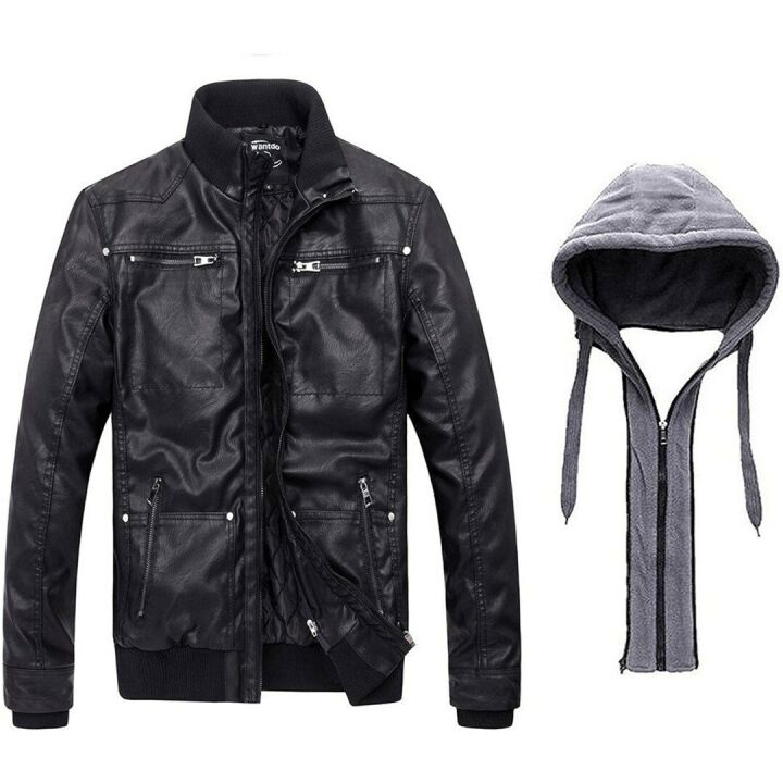 Wantdo Men's Faux Leather Jacket - Winter Motorcycle Style