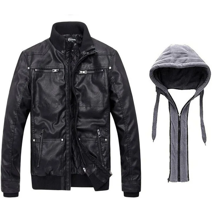 Wantdo Men's Faux Leather Jacket - Winter Motorcycle Style