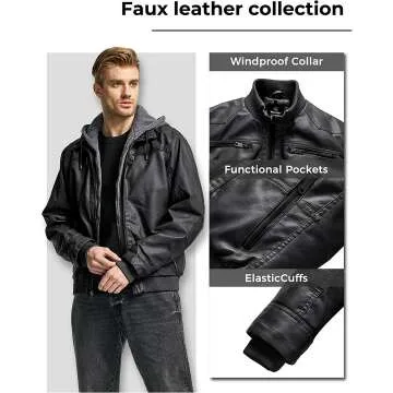 Wantdo Men's Faux Leather Jacket - Winter Motorcycle Style