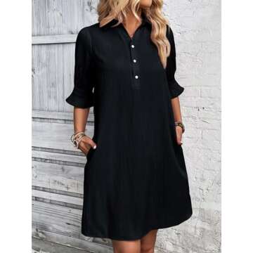 FENSACE Navy Blue Dress Business Shirt Casual Dress for Women Summer Work Dresses for 2024 Shift Dre...