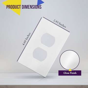 ENERLITES Screwless Duplex Wall Plate - Child Safe, Glossy White, Durable Design