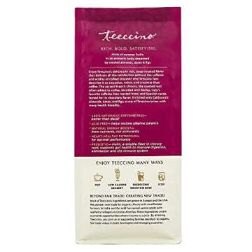 Teeccino Almond Amaretto Chicory Coffee Alternative - Ground Herbal Coffee That’s Prebiotic, Caffe...