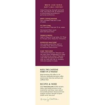 Teeccino Almond Amaretto Chicory Coffee Alternative - Ground Herbal Coffee That’s Prebiotic, Caffeine Free & Acid Free, Medium Roast, 11 Ounce