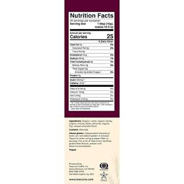 Teeccino Almond Amaretto Chicory Coffee Alternative - Ground Herbal Coffee That’s Prebiotic, Caffeine Free & Acid Free, Medium Roast, 11 Ounce