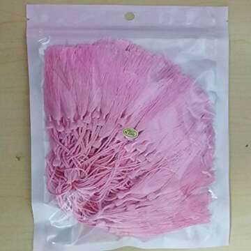 Creanoso Bookmark Tassels Pink (100-Pack)- for Bookmarks, Jewelry Making, Souvenir, Party Favors, De...