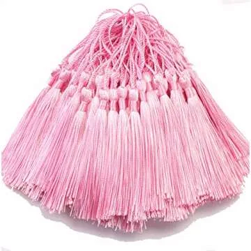 Creanoso Bookmark Tassels Pink (100-Pack)- for Bookmarks, Jewelry Making, Souvenir, Party Favors, Decor, Art and Craft Project - with Anti-Wrinkled Treatment to Straighten Them