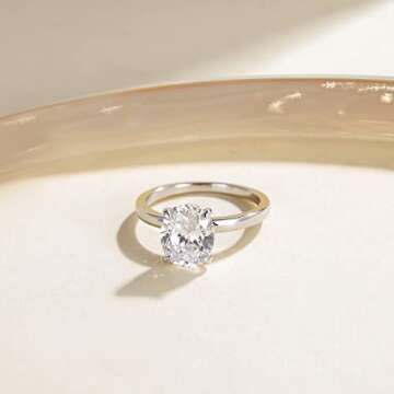 EAMTI 3CT Sterling Silver Engagement Ring for Women