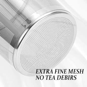 Leden Extra Fine Mesh Tea Strainer Stainless Steel Tea Infuser Steeper for Loose Leaf Tea and Coffee, Tea Filter with Large Capacity for Tea Cups, Teapots, Mugs, Double Handles