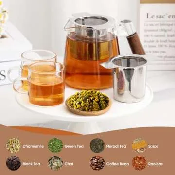 Leden Extra Fine Mesh Tea Strainer Stainless Steel Tea Infuser Steeper for Loose Leaf Tea and Coffee, Tea Filter with Large Capacity for Tea Cups, Teapots, Mugs, Double Handles
