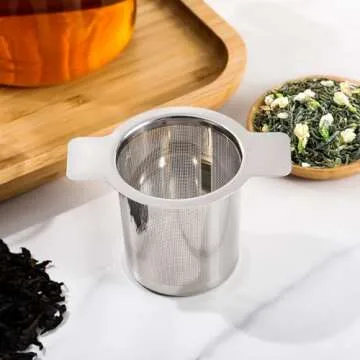 Leden Extra Fine Mesh Tea Strainer Stainless Steel Tea Infuser Steeper for Loose Leaf Tea and Coffee, Tea Filter with Large Capacity for Tea Cups, Teapots, Mugs, Double Handles