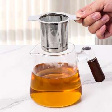 Leden Extra Fine Mesh Tea Strainer Stainless Steel Tea Infuser Steeper for Loose Leaf Tea and Coffee, Tea Filter with Large Capacity for Tea Cups, Teapots, Mugs, Double Handles