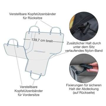 Kurgo Dog Hammock Car Seat Cover for Pets, Car Hammocks for Dogs, Water, Resistant, Wander, Heather, Journey, Half, Coast to Coast, Cars, Trucks, SUVs, Black, Grey, Charcoal Grey/Khaki