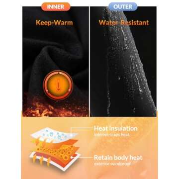 BALEAF Women's Waterproof Leggings Fleece Lined Thermal Warm Winter Yoga Water Resistant Pants with Pockets Black S