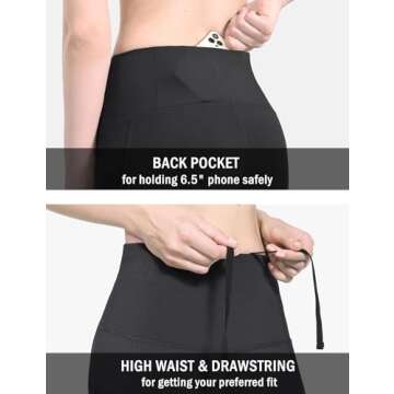 BALEAF Women's Waterproof Leggings Fleece Lined Thermal Warm Winter Yoga Water Resistant Pants with Pockets Black S