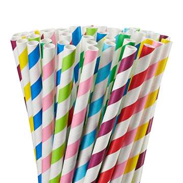 Comfy Package 50 Count Jumbo Paper Smoothie Straws - Assorted Colors