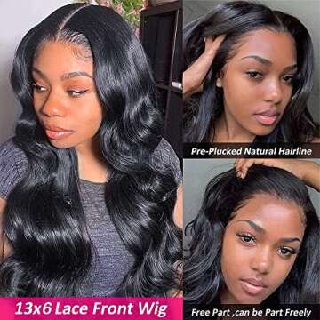 Larhali 220% Density 13x6 Lace Front Wig Human Hair Body Wave HD Transparent Lace Front Wigs Human H...
