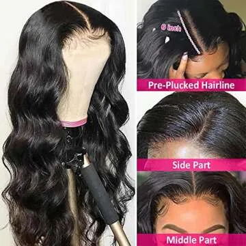 Larhali 220% Density 13x6 Lace Front Wig Human Hair Body Wave HD Transparent Lace Front Wigs Human Hair 16Inch Lace Frontal Wig for Black Women Glueless Wigs Human Hair Pre Plucked with Baby Hair