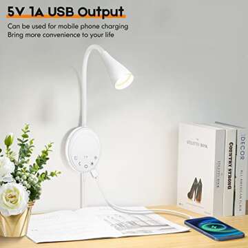 SANKEDOU LED Wall Mounted Reading Light, Book Light for Reading in Bed with Touch Control, 5 Dimmabl...